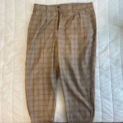 WEGO 茶色系チェック柄パンツ L