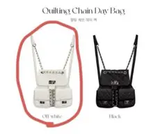 qung 美品 完売 キルティングチェーンデイバッグ リュック オフホワイト