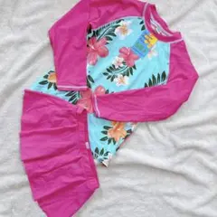 フラワープリント UV水着 10A 50+ ラッシュガード 子供 120 130