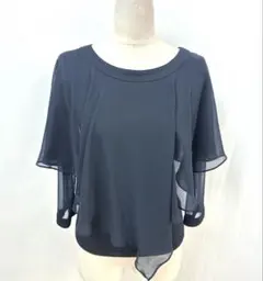 Ｙ5040★美品★M★クリエイトサン 黒 ケープ風 トップス★社交ダンス