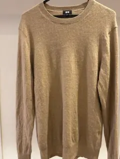 【ユニクロ】メンズ カシミヤ100% セーター クルーネック L ブラウン系