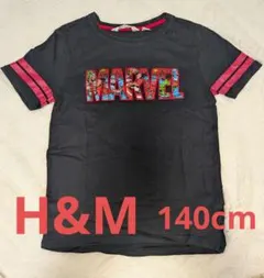 H&M MARVEL ロゴプリント Tシャツ ブラック140cmのサムネイル