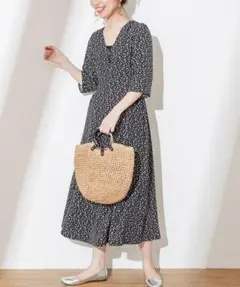 natural couture レトロ小花ワンピース