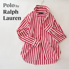 90s ラルフローレン ストライプ オーバーサイズ 長袖シャツ レディース S