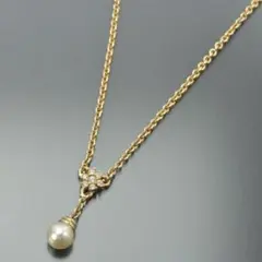 美品 クリスチャンディオール ネックレス パール ゴールド ラインストーン