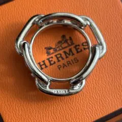 【HERMES】エルメス スカーフリング 《シェーヌダンクル》 シルバー 箱付き