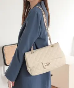 キルティング チェーンバッグ 白