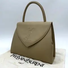 【美品】イヴサンローラン カサンドラ ハンドバッグ レザー シボ革 ベージュ