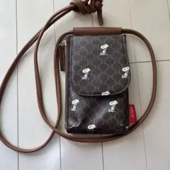 スヌーピー柄 スマホショルダーバッグ