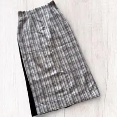 【SLY】黒×チェック バイカラー タイトスカート サイズ1