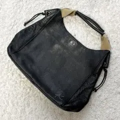 極美品✨キタムラ✨ハンドバッグ オールレザー 大容量　黒　シボ革　肩掛け◎ ロゴ