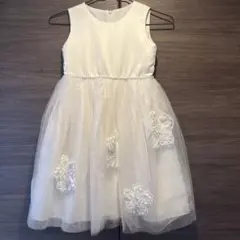 ホワイトフラワー装飾ドレス120-130程度