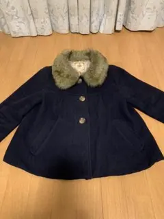 ファー付　コート(ネイビー)  Aライン
