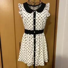 フリル袖 ドット柄 ミニワンピース レトロガーリー