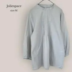 【Joliespace】バンドカラーブラウス　長袖　綿100% グレー　無印