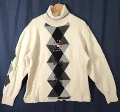 MK53-1　Munsingwear タートルネック ニットセーター アーガイルのサムネイル