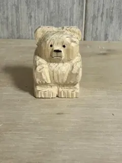 木製二本足クマの置物