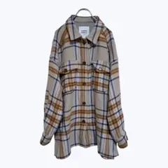 ページボーイ ベージュ キャメル チェック 厚手 長袖 シャツ アウター