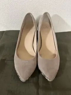 PICHE ABAHOUSE ピンクスエードパンプス つま先パイソン柄 春色