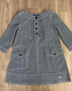 バーバリー ブルーレーベル ロゴ 刺繍 ピンタック ヒッコリー ワンピースミニのサムネイル
