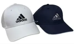 アディダスキャップ　2点セット　白・紺　ロゴゴルフキャップ