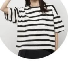 ニコアンドniko and… バックステッチベーシックボーダー半袖Tシャツのサムネイル