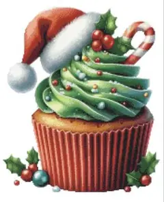 クリスマスカップケーキクロスステッチ完成品