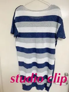 ☆studioCLIPスタディオクリップ☆半袖コットンリネンボーダーニットのサムネイル
