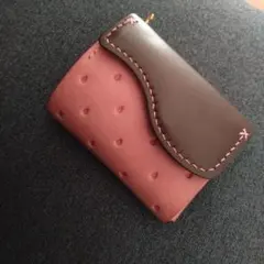 しろくまクラフト　ハンドメイド　コンパクトレザー財布 いちご　財布　チョコレート
