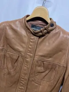 訳アリ美品 EA エンポリオアルマーニ ラムレザージャケット 茶 サイズ40