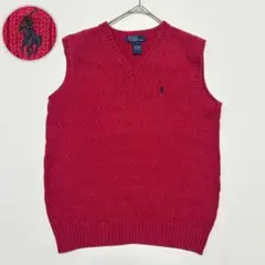 希少色✨Polo by Ralph Lauren ケーブルニット ベスト 赤のサムネイル