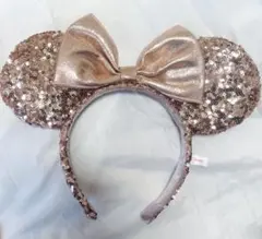 ディズニー　カチューシャ　ミニー　ピンクスパンコール ローズゴールド