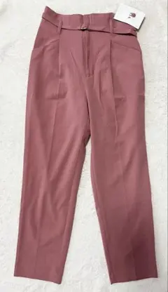 vis 美ストレッチシリーズ　ベルト付きハイウエストテーパードパンツ