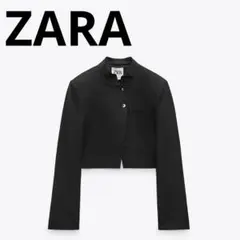 テーラード　クロップド　ジャケット 黒　ブレザー　xs