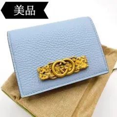 ◇グッチ◇746059/レザー/インターロッキングG/コンパクト/二つ折り財布
