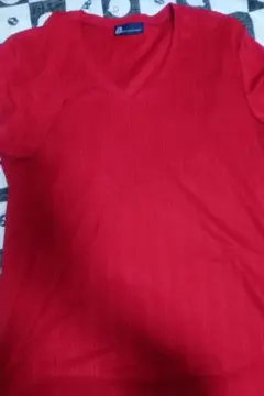 TORNADO MART Vネック リブ Tシャツ レッド Lサイズのサムネイル