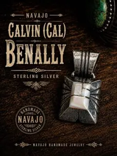 ナバホ Calvin Benally シェル ペンダントトップ STERLINGのサムネイル
