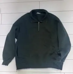 GUダークグリーン ハーフジップ スウェットLサイズ