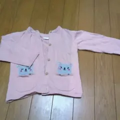 エイチアンドエム　クマポケット付きピンクカーディガン
