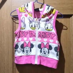 ディズニー　ミニー＆デイジーのフード付ベスト　サイズ80　(871)