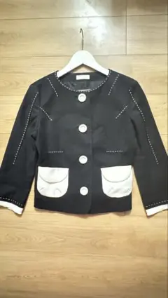 TO BE CHIC レディースノーカラージャケット バイカラーのサムネイル