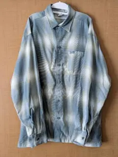 CALTOP チェック長袖シャツ グレー ホワイト