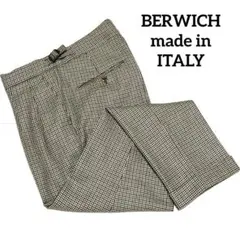 美品 BERWICH SCOTCH ガンクラブチェックウール2プリーツパンツ