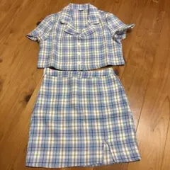 ＊美品＊SHEIN チェック柄セットアップ　ブルー8-9y