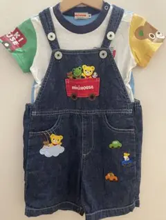 mikiHOUSE デニムオーバーオール 90cm 半袖Tシャツ付き