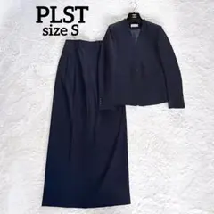 極美品✨【プラステ】ノーカラージャケット パンツ スーツセットアップ ネイビーS
