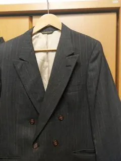 80s ヴィンテージセットアップ　ストライプ ダブルブレストジャケット　古着