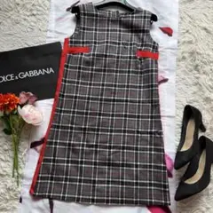 美品】D&G プリーツワンピース チャコールグレー 40 ノースリーブ