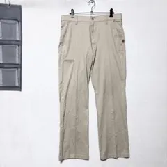 A2033✤汚れあり✤スラックス風ストレートパンツ 細身M相当 ベージュ 薄手