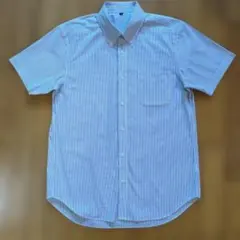 【無印良品】半袖ボタンダウンシャツ XL ストライプ